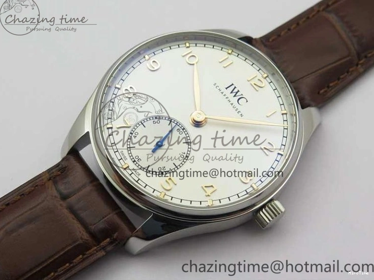 MIROTIME 0408 Original Portuguese IW358304 ZF 1:1 Best Edition SS White Dial RG Markers on Leather Strap A 7077